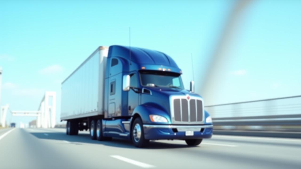 Borregos Transportation truck crossing the Texas-Mexico border bridge at Laredo