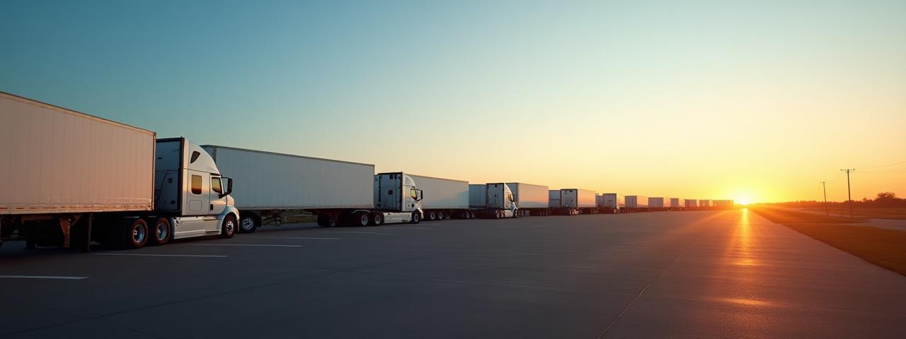 Modern Borregos Transportation truck fleet at the Texas headquarters